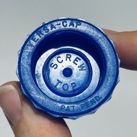 (6) 2-1 Versa Bottle Caps Snap On Screw On Lids Blue w Bank Branding - Picture 4 of 9